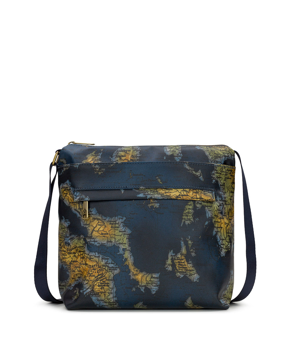 Female - Carmini Crossbody - Patina Coated Linen Canvas Greek Map - greek map - by Patricia Nash - View 1 of 4