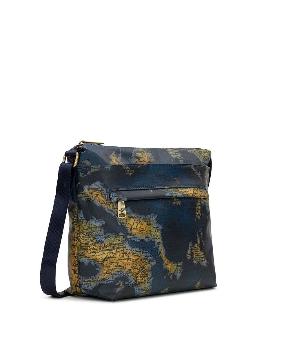 Female - Carmini Crossbody - Patina Coated Linen Canvas Greek Map - greek map - by Patricia Nash - View 3 of 4