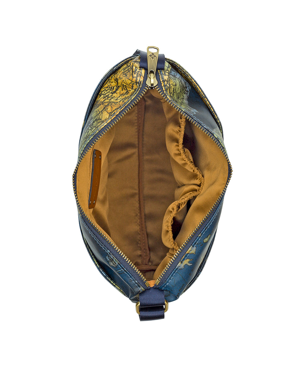 Female - Carmini Crossbody - Patina Coated Linen Canvas Greek Map - greek map - by Patricia Nash - View 4 of 4