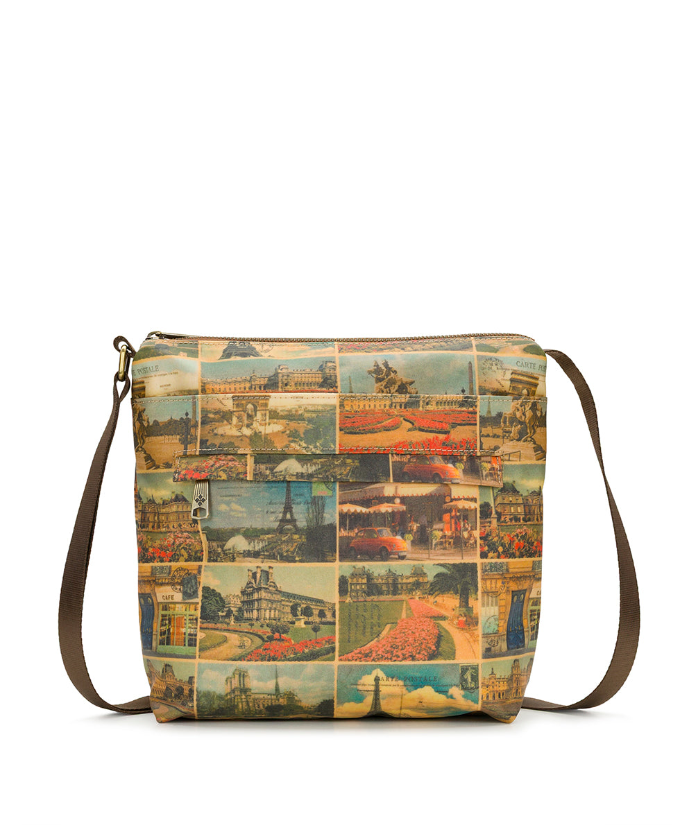 Female - Carmini Crossbody - Patina Coated Linen Canvas - Postcards From Paris - postcards from paris - by Patricia Nash - View 1 of 4