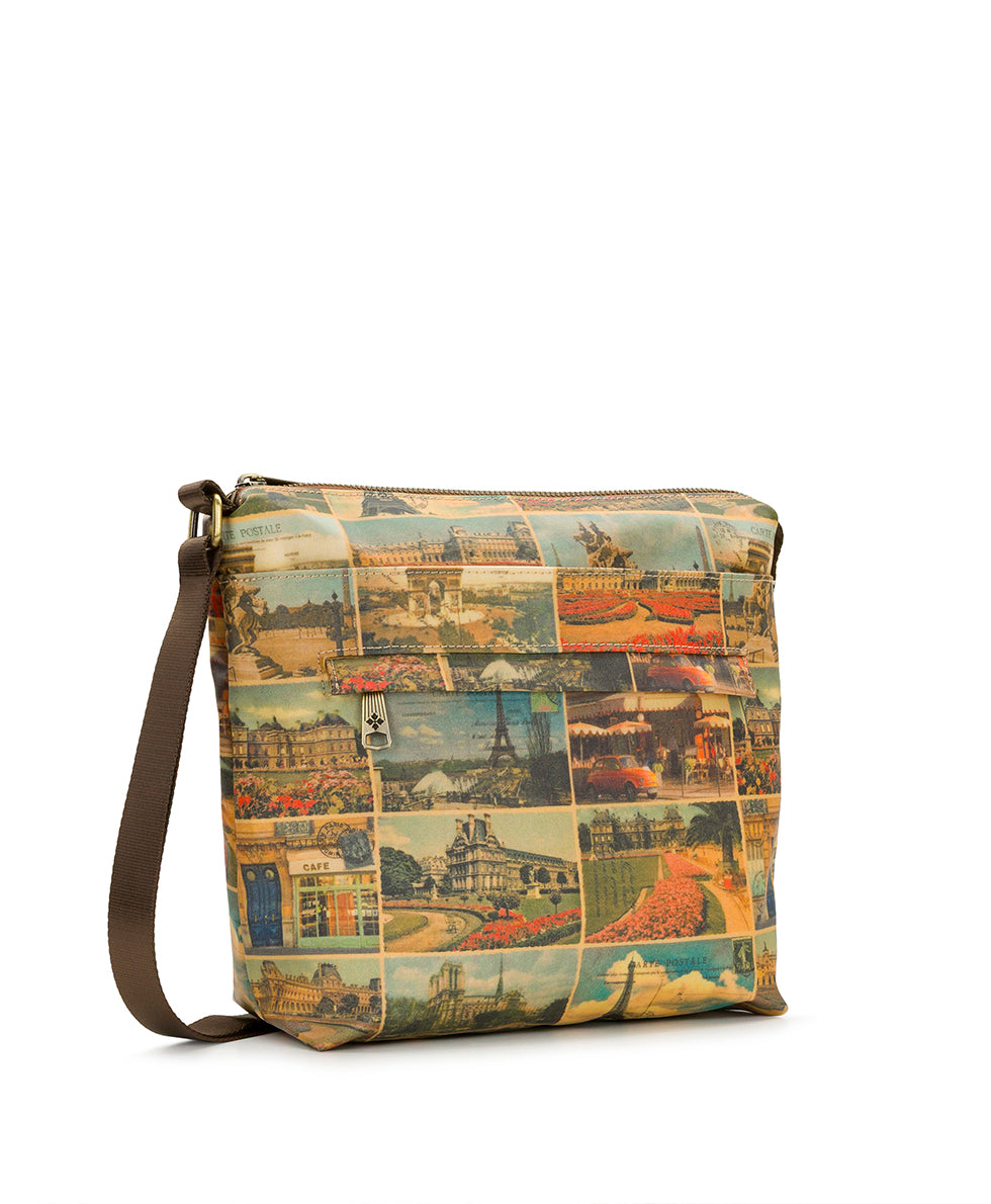 Female - Carmini Crossbody - Patina Coated Linen Canvas - Postcards From Paris - postcards from paris - by Patricia Nash - View 3 of 4