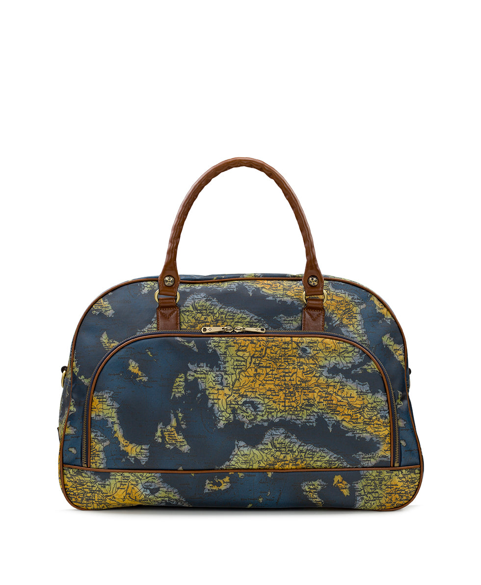Female - Gonnesa Overnighter - Patina Coated Linen Canvas Greek Map - western lace - by Patricia Nash - View 1 of 6