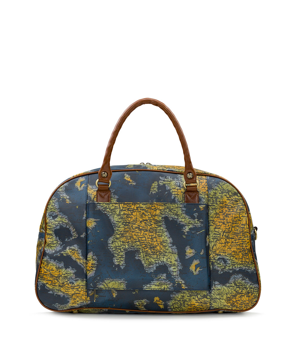 Female - Gonnesa Overnighter - Patina Coated Linen Canvas Greek Map - western lace - by Patricia Nash - View 2 of 6