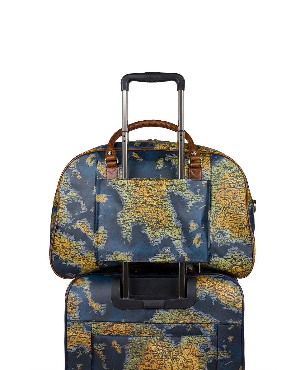 Female - Gonnesa Overnighter - Patina Coated Linen Canvas Greek Map - western lace - by Patricia Nash - View 5 of 6