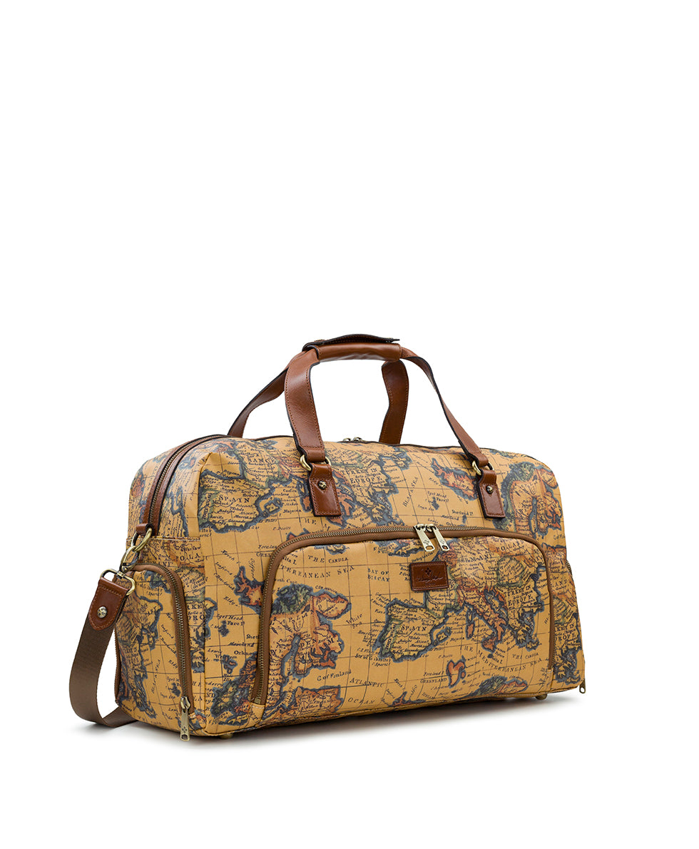 Female - Mandara Overnighter Duffel - Patina Coated Linen Canvas European Map - european map - by Patricia Nash - View 3 of 5