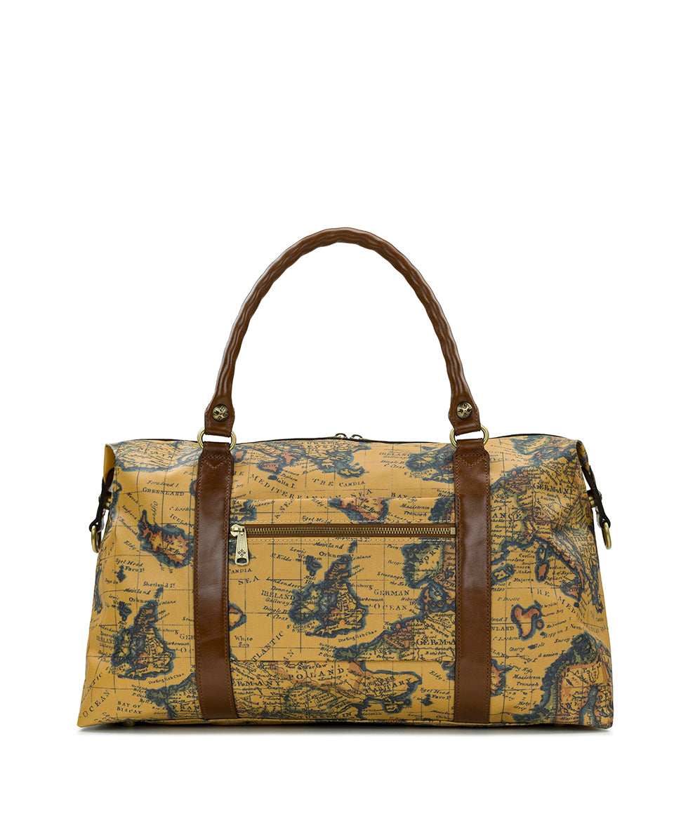 Cerasella Duffel Bag - Patina Coated Linen Canvas European Map Print ...