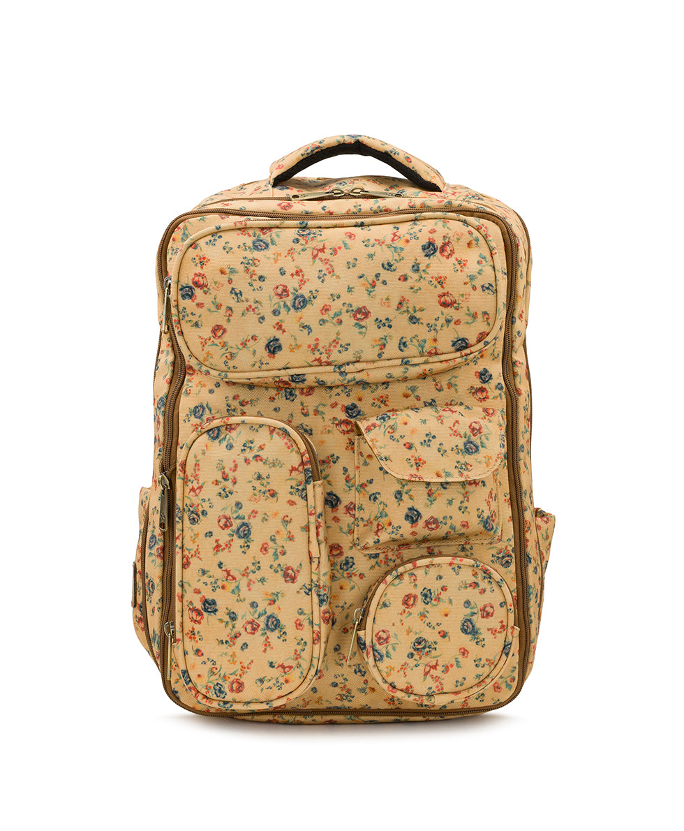Vico Travel Backpack - Woven Poly - Fleur de Jardin – Patricia Nash
