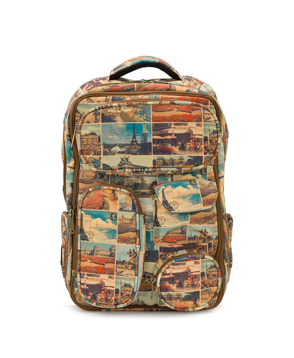 Female - Vico Travel Backpack - Woven Poly - Postcards From Paris - postcards from paris - by Patricia Nash - View 1 of 6