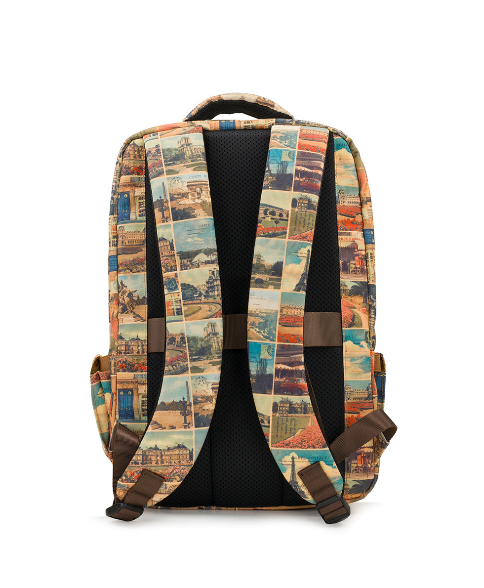 Female - Vico Travel Backpack - Woven Poly - Postcards From Paris - postcards from paris - by Patricia Nash - View 2 of 6