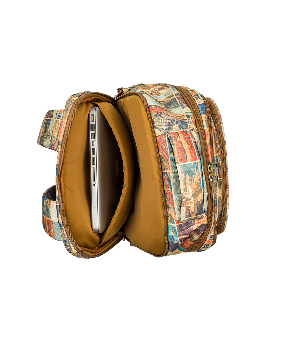 Female - Vico Travel Backpack - Woven Poly - Postcards From Paris - postcards from paris - by Patricia Nash - View 5 of 6