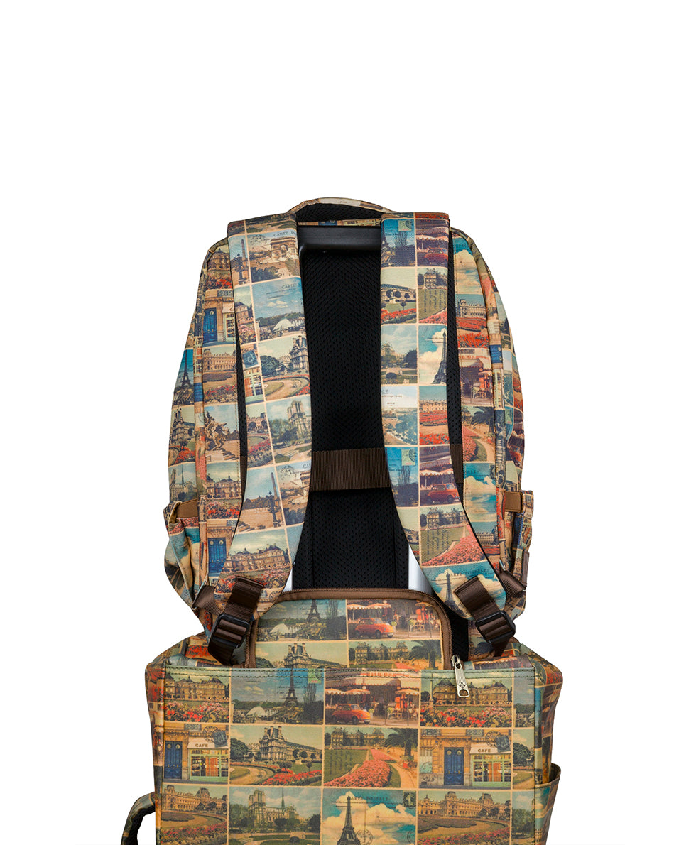 Female - Vico Travel Backpack - Woven Poly - Postcards From Paris - postcards from paris - by Patricia Nash - View 6 of 6