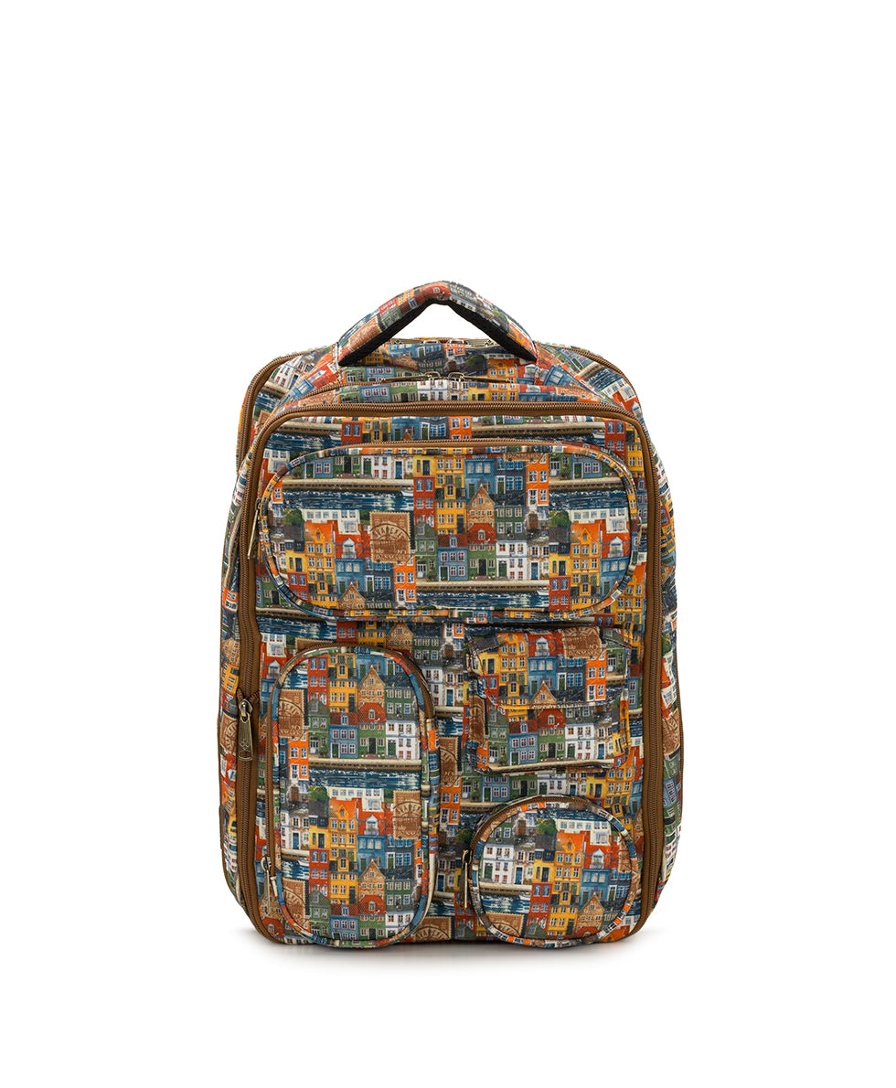 Female - Vico Backpack | Homes Along The Coast of Bergen | Homes Along The Coast Of Bergen - fleur de jardin - by Patricia Nash - View 1 of 6