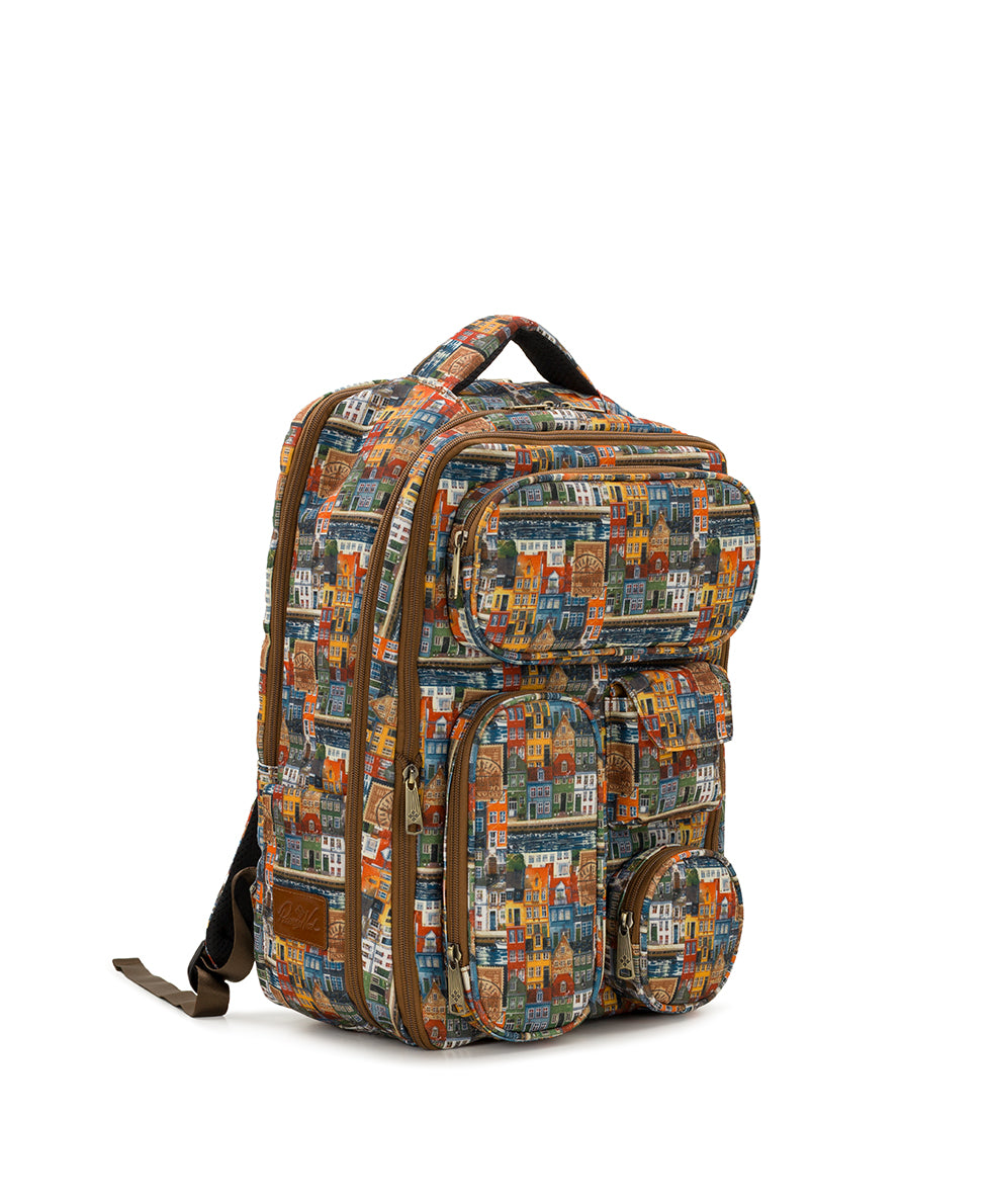 Female - Vico Backpack | Homes Along The Coast of Bergen | Homes Along The Coast Of Bergen - fleur de jardin - by Patricia Nash - View 3 of 6