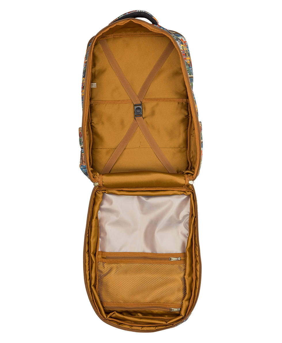 Female - Vico Backpack | Homes Along The Coast of Bergen | Homes Along The Coast Of Bergen - fleur de jardin - by Patricia Nash - View 4 of 6