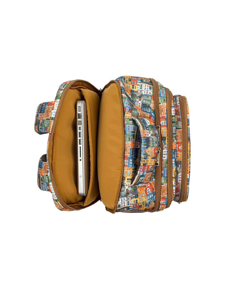 Female - Vico Backpack | Homes Along The Coast of Bergen | Homes Along The Coast Of Bergen - fleur de jardin - by Patricia Nash - View 5 of 6
