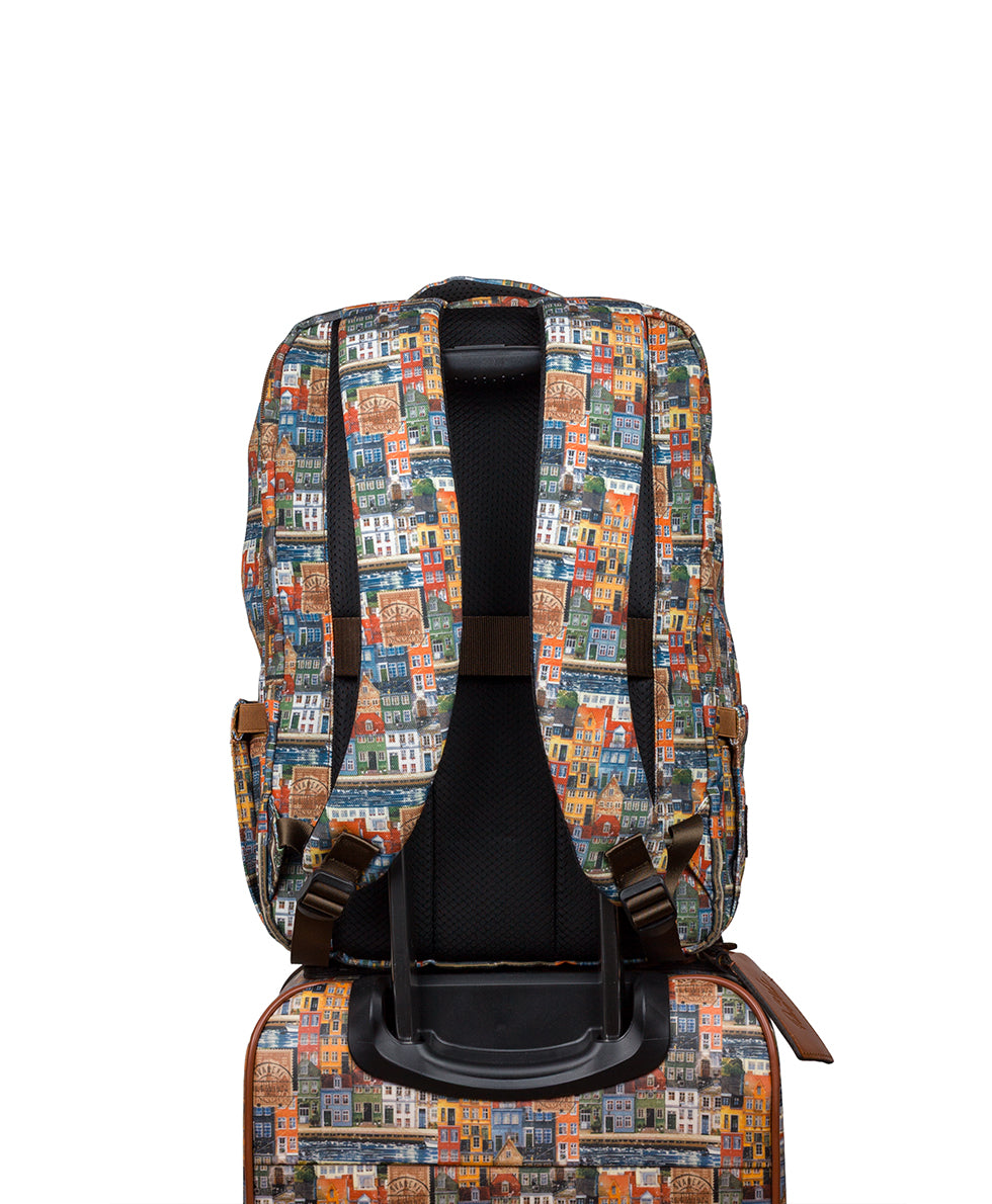 Female - Vico Backpack | Homes Along The Coast of Bergen | Homes Along The Coast Of Bergen - fleur de jardin - by Patricia Nash - View 6 of 6