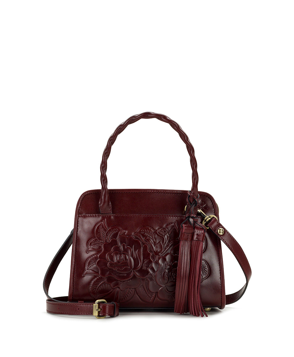 Female - Paris Satchel | Vattaro Rose Tooled | Oxblood - oxblood - by Patricia Nash - View 1 of 4