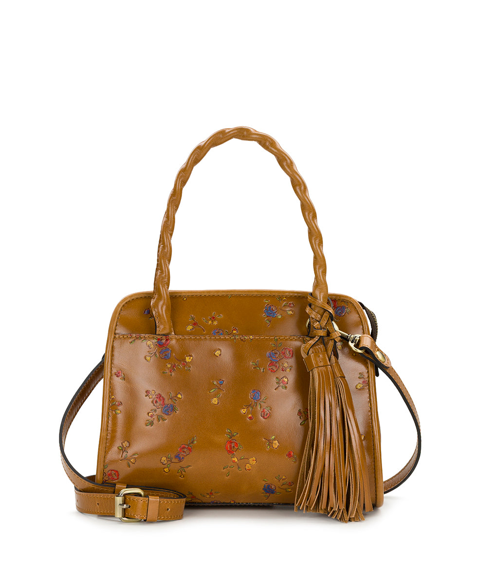Female - Paris Satchel - Fleur de Jardin Embossed - light tan - by Patricia Nash - View 1 of 5