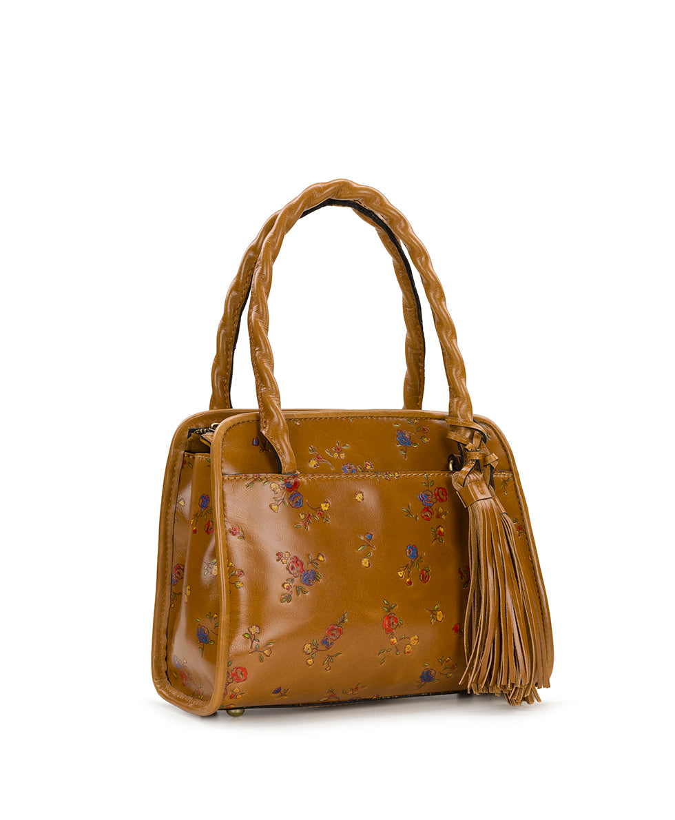 Female - Paris Satchel - Fleur de Jardin Embossed - light tan - by Patricia Nash - View 3 of 5