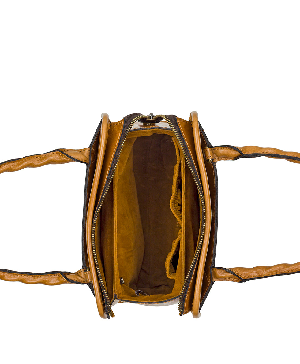 Female - Paris Satchel - Fleur de Jardin Embossed - light tan - by Patricia Nash - View 5 of 5