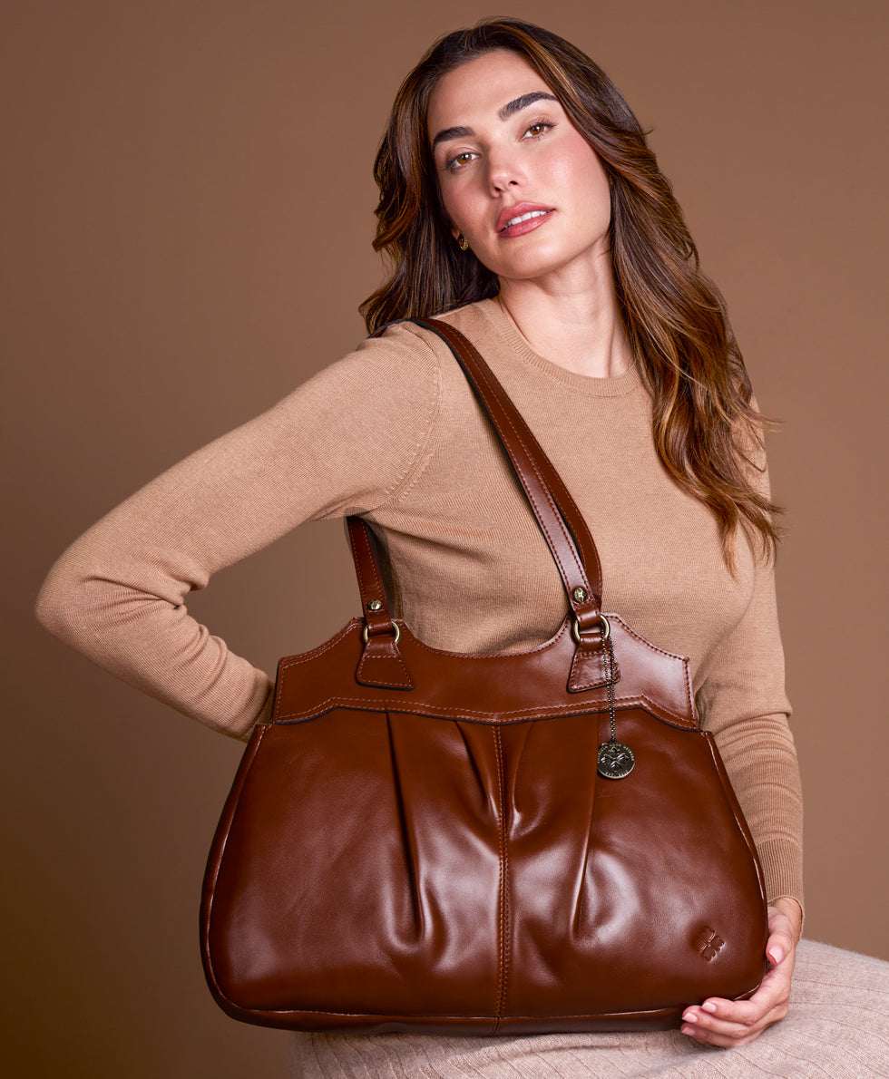 Female - Napoli Satchel - Heritage Leather - mushroom - by Patricia Nash - View 24 of 32