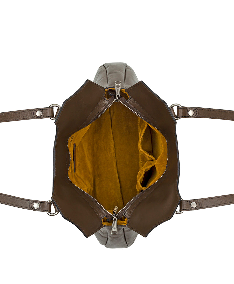 Female - Napoli Satchel - Heritage Leather - mushroom - by Patricia Nash - View 6 of 7