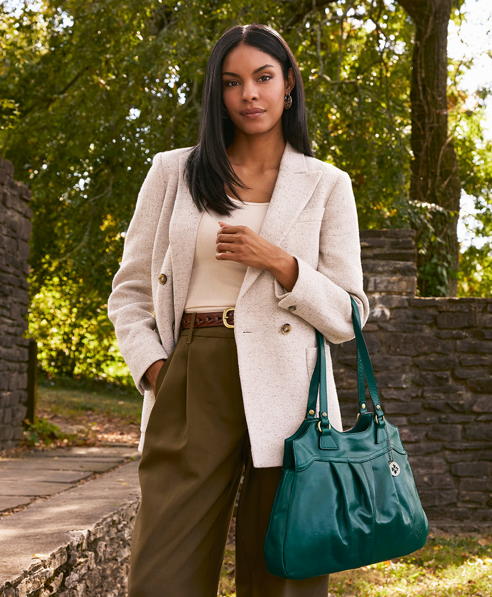 Female - Napoli Satchel - Vintage Distressed Leather - cognac - by Patricia Nash - View 10 of 17