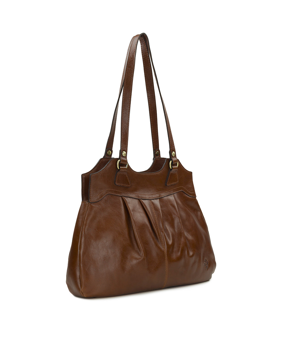 Female - Napoli Satchel - Vintage Distressed Leather - cognac - by Patricia Nash - View 4 of 17