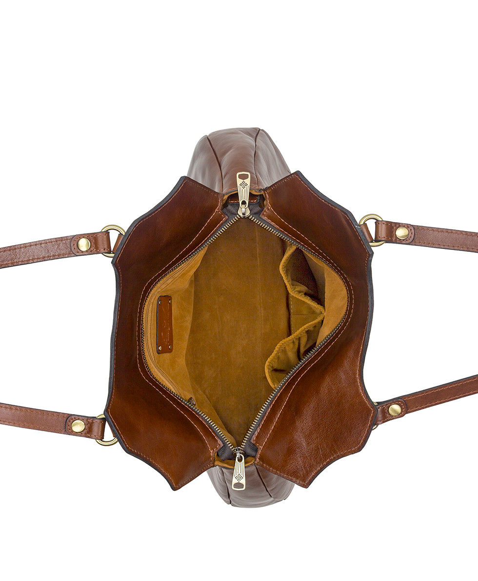 Female - Napoli Satchel - Vintage Distressed Leather - cognac - by Patricia Nash - View 5 of 17