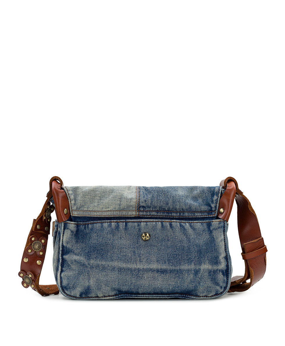 Rosa Square Flap Bag - Denim Patchwork - washed denim - by Patricia Nash - View 3 of 6