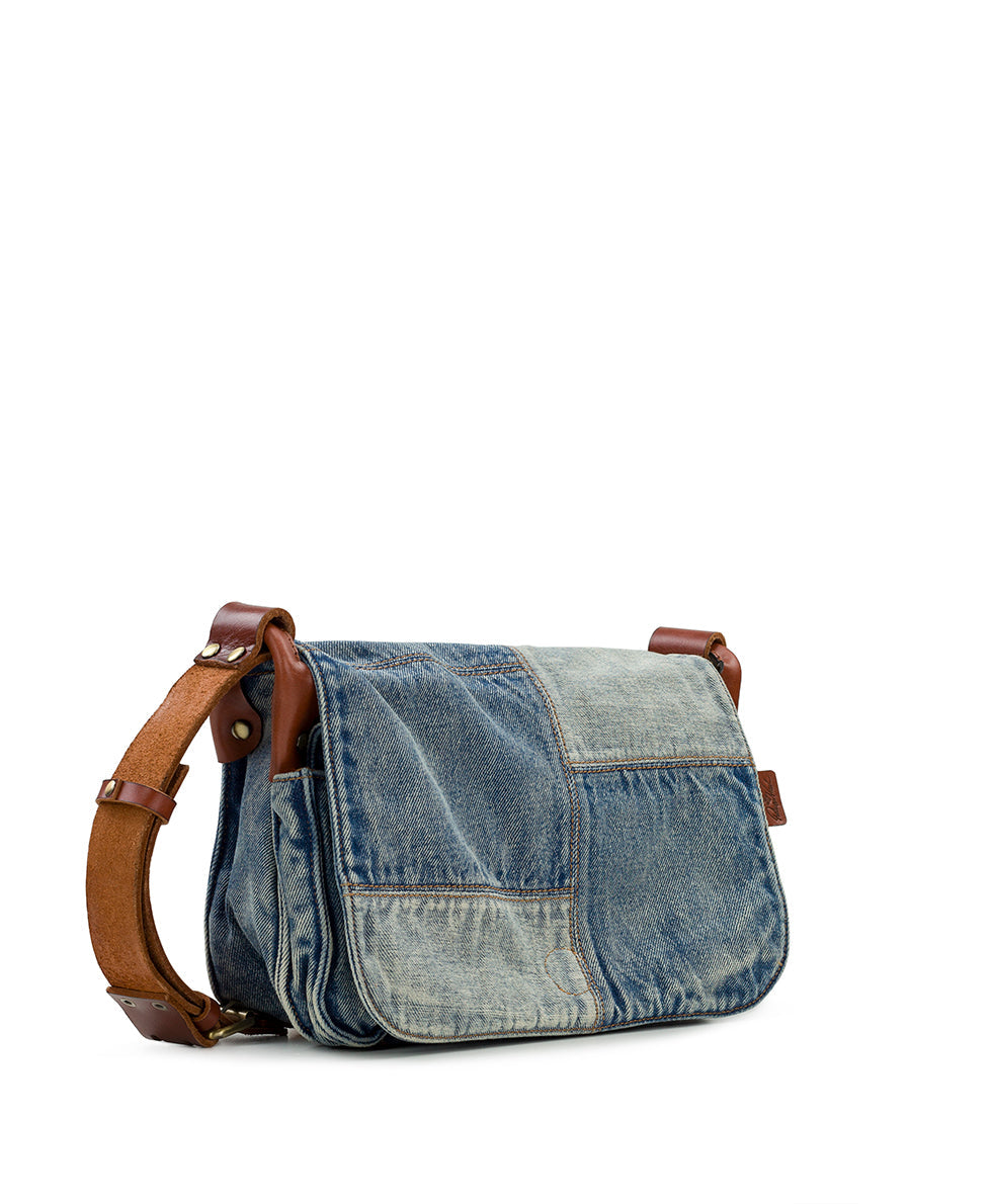 Rosa Square Flap Bag - Denim Patchwork - washed denim - by Patricia Nash - View 4 of 6