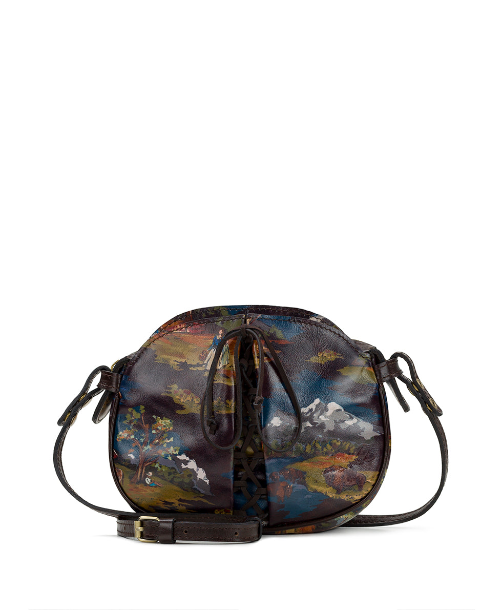 Female - Chania Crossbody - Montana Prairie Skies Lace Up - chocolate - by Patricia Nash - View 1 of 5