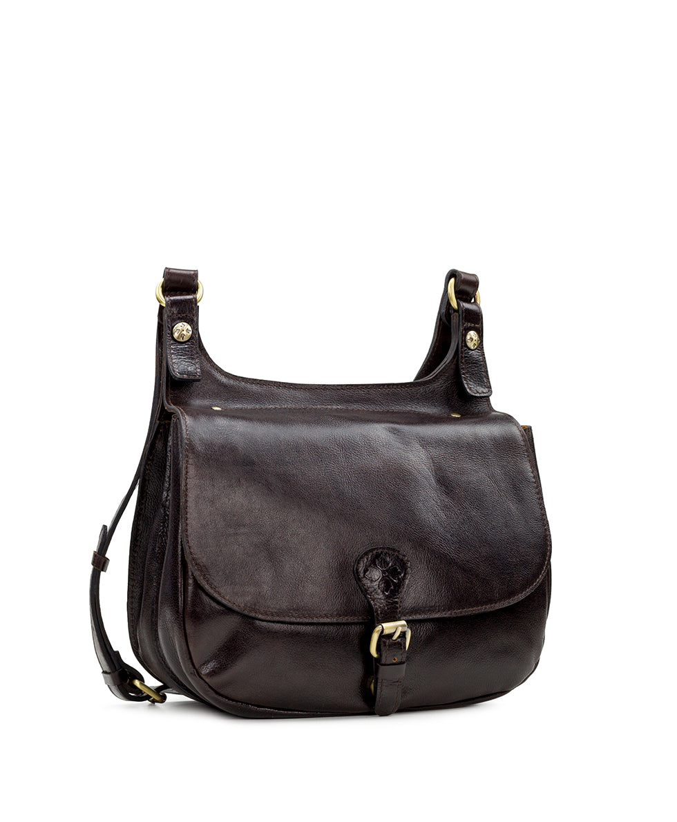 London Saddle Bag - Vintage Distressed Leather - chocolate - by Patricia Nash - View 3 of 5