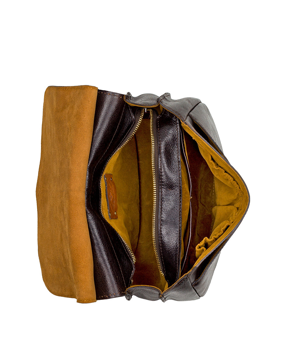 London Saddle Bag - Vintage Distressed Leather - chocolate - by Patricia Nash - View 4 of 5