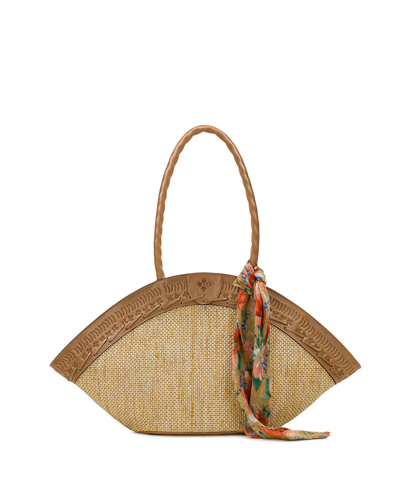 Trope Dome Tote W/ Apricot Blossoms Scarf - Burnished Woven