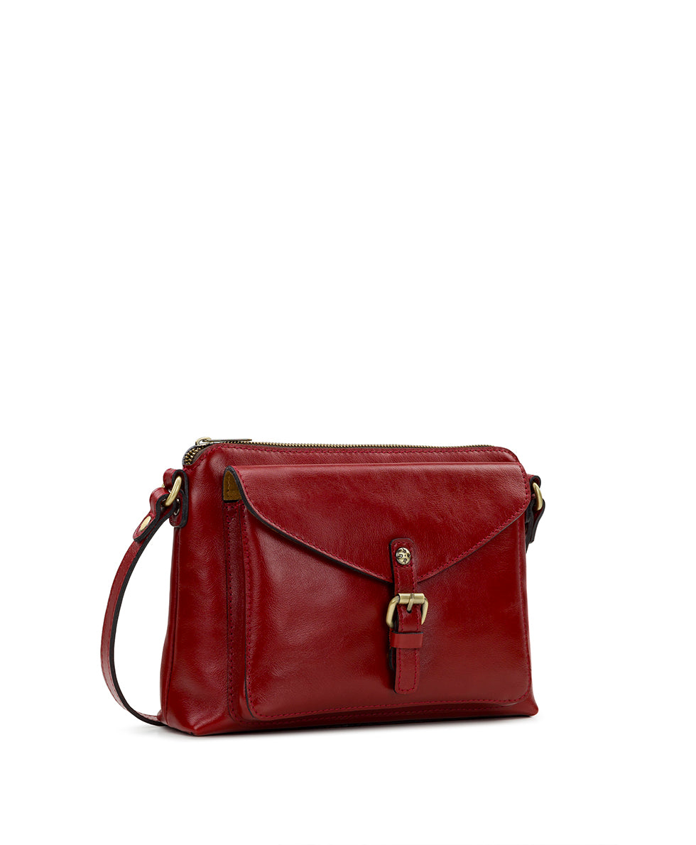 Female - Avellino Crossbody  - Vintage Distressed Leather - ruby red - by Patricia Nash - View 3 of 5
