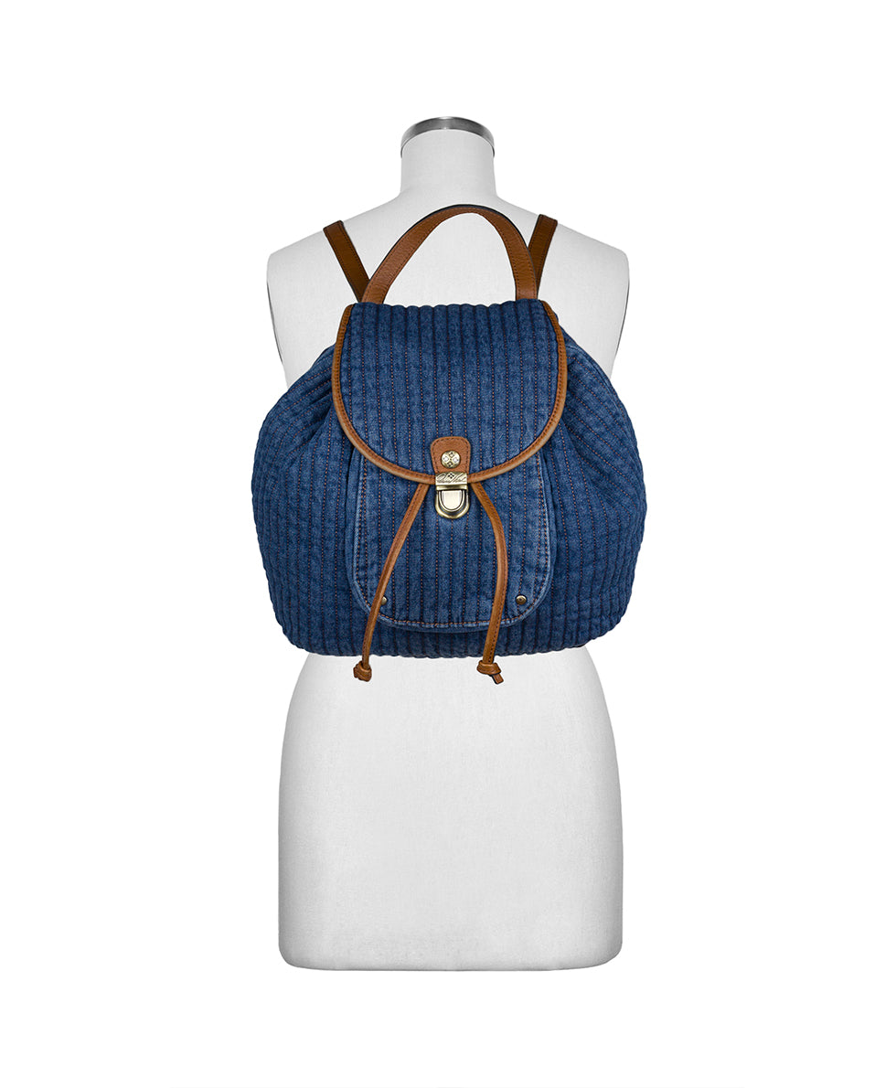 Female - Arezzo Backpack | Quilted Denim | Denim - denim - by Patricia Nash - View 7 of 7