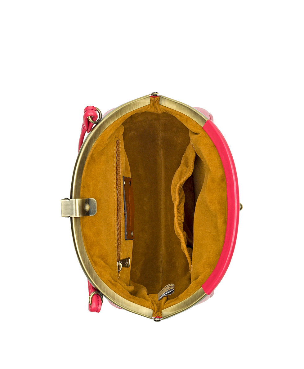 Portafina Frame Crossbody - Vintage Distressed Leather - passion - by Patricia Nash - View 4 of 5