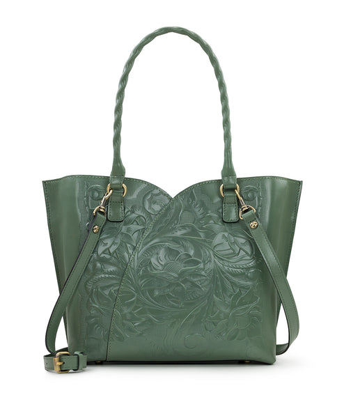 Patricia+Nash+Nietta+Leather+V-shaped+Tooled+Tote+Tan for sale online
