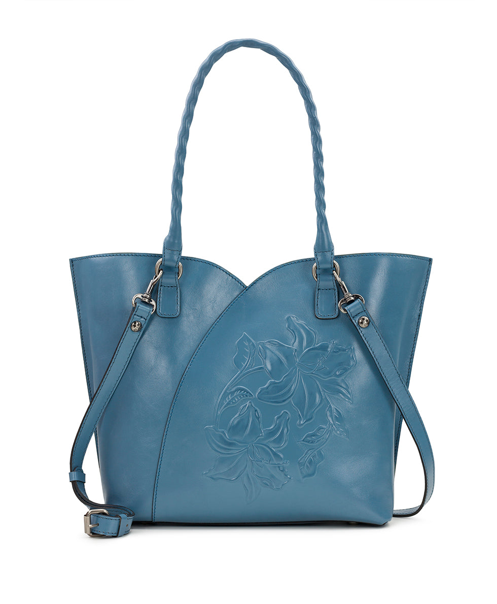 Marion Tote - Vintage Parisian Floral Tooled - blue fog - by Patricia Nash - View 2 of 7