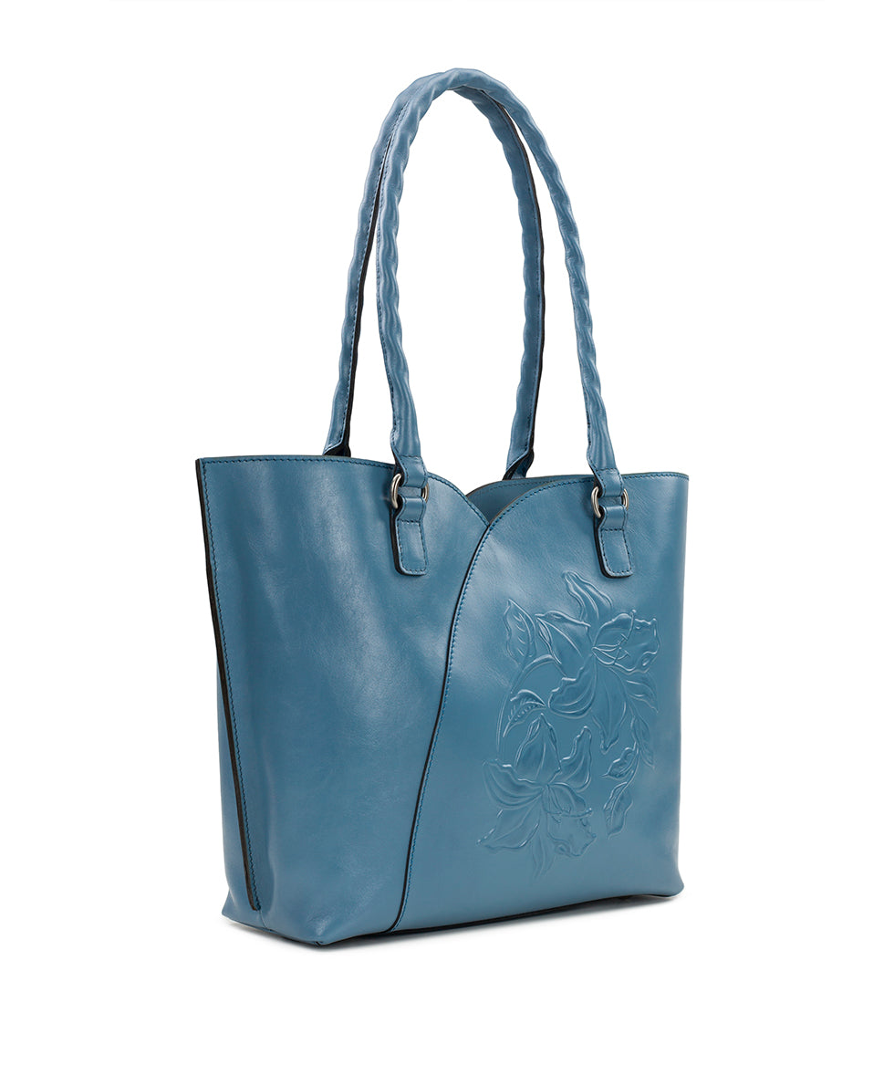 Marion Tote - Vintage Parisian Floral Tooled - blue fog - by Patricia Nash - View 4 of 7
