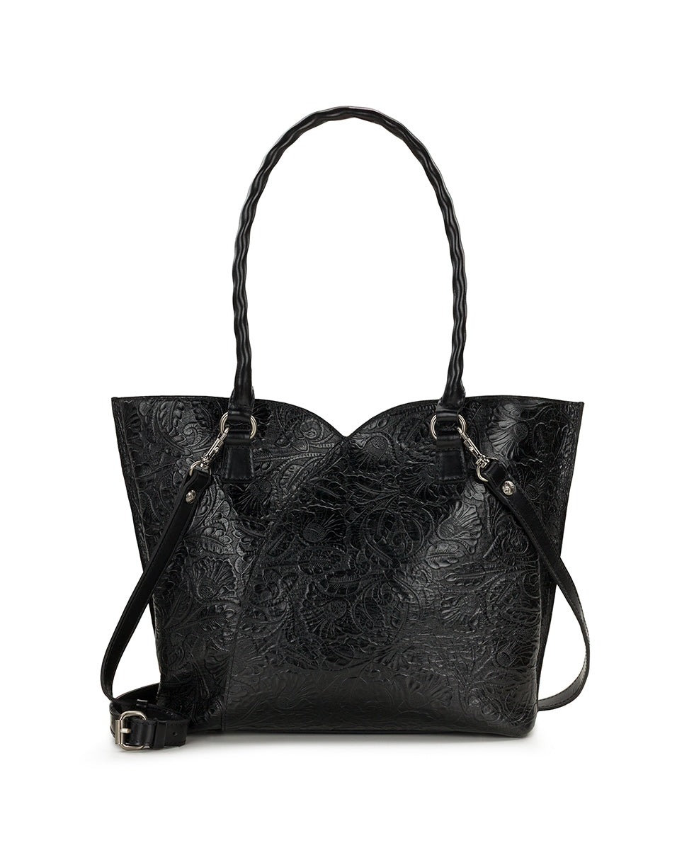 Female - Marion Tote | Brazilian Supple Tooled | Black - black - by Patricia Nash - View 1 of 5