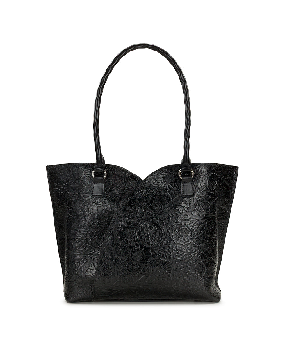 Female - Marion Tote | Brazilian Supple Tooled | Black - black - by Patricia Nash - View 2 of 5