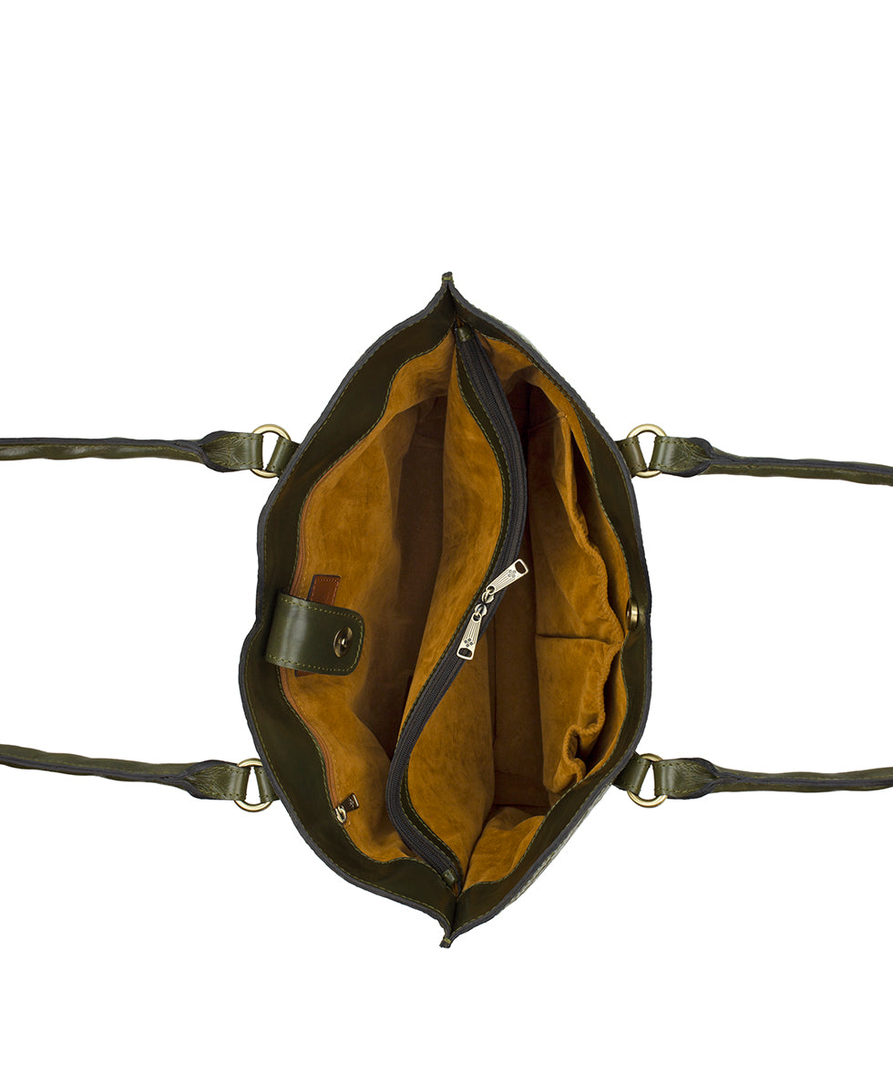 Female - Marion Tote | Brazilian Supple Tooled | Olive - olive - by Patricia Nash - View 5 of 5