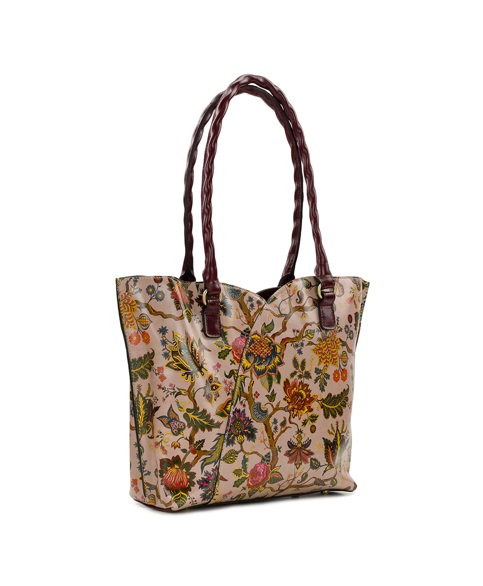 Female - Marion Tote | Danish Floral Tapestry  | Danish Floral Tapestry - olive - by Patricia Nash - View 4 of 8