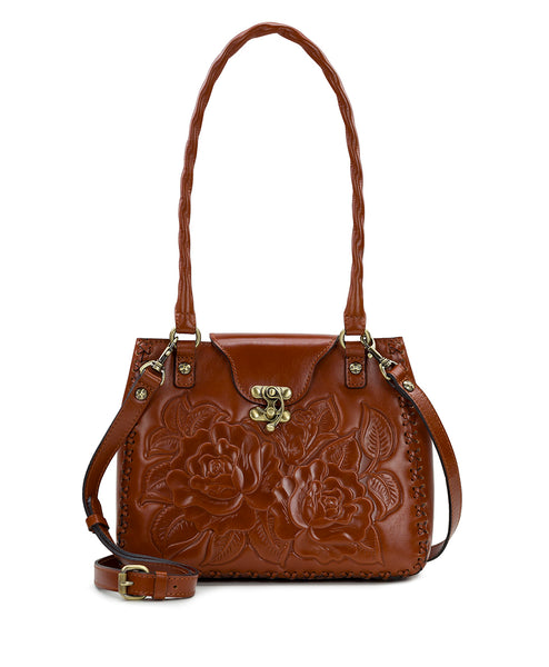 Patricia NASH Rosina Leather Cut Out Tooled popular Handbag Tan