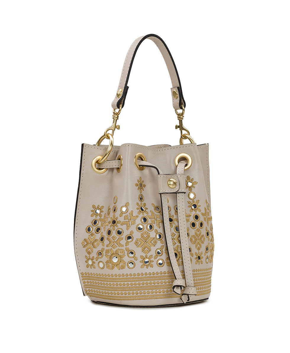 Female - Volania Drawstring - Greek Mirror Embroidery - chalk white - by Patricia Nash - View 4 of 5
