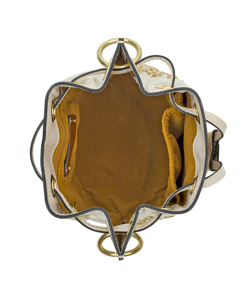 Female - Volania Drawstring - Greek Mirror Embroidery - chalk white - by Patricia Nash - View 5 of 5