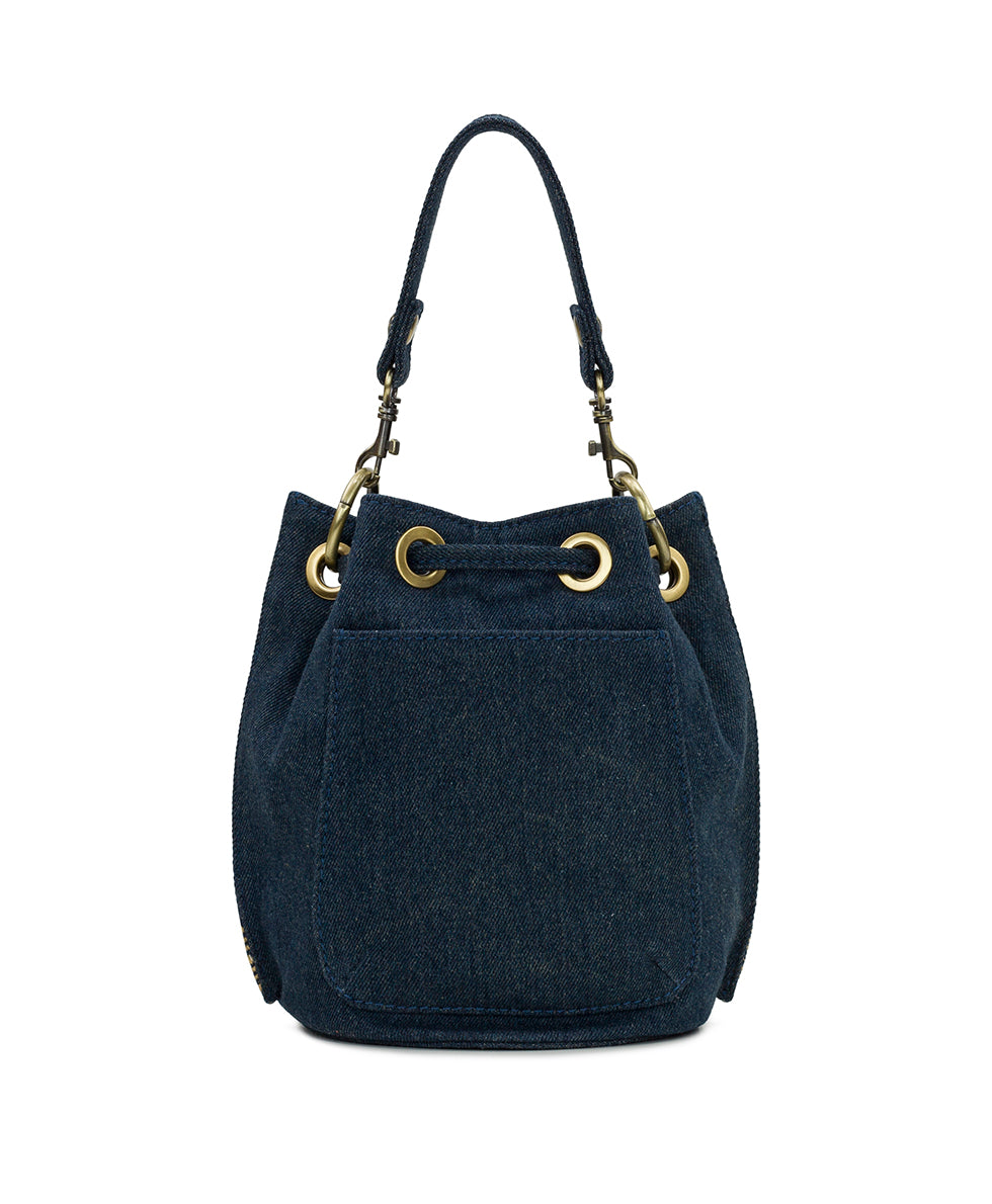 Female - Volania Drawstring - Greek Mirror Embroidery - denim - by Patricia Nash - View 3 of 5
