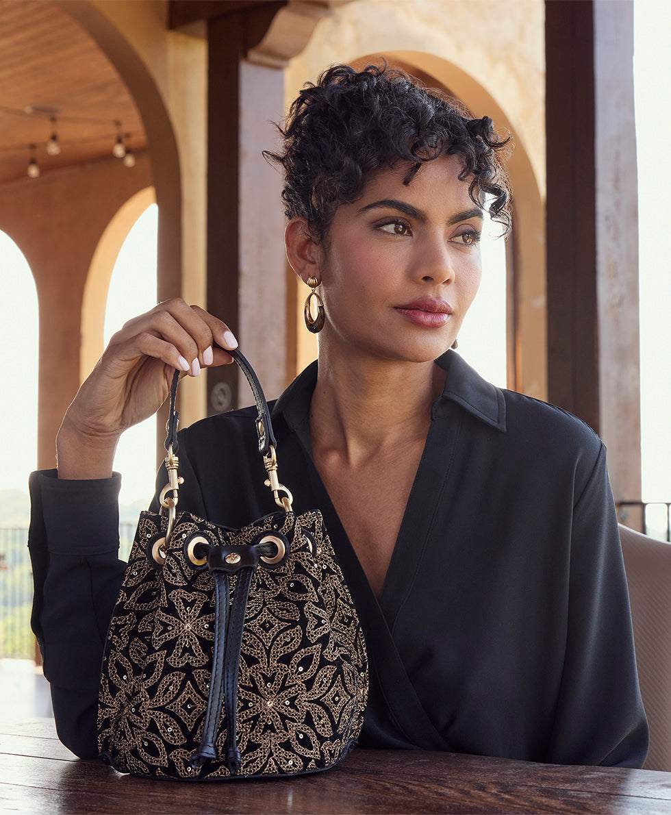 Female - Volania Drawstring - Naoko Velvet - gold - by Patricia Nash - View 4 of 7